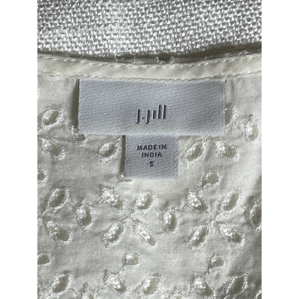 J Jill Small White Eyelet Lace Cotton Boho Blouse - Picture 5 of 8